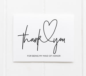 "Thank You For Being My Maid Of Honor" Thank You Card