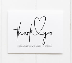 Thank You For Raising The Woman Of My Dreams Card for Mother & Father of The Bride