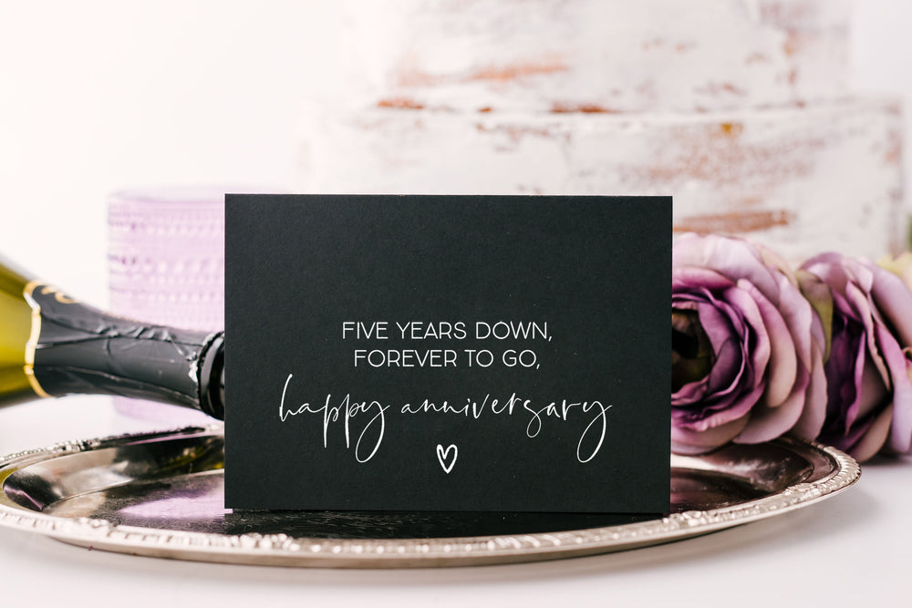 
            
                Load image into Gallery viewer, Black Fifth Anniversary card for Husband
            
        