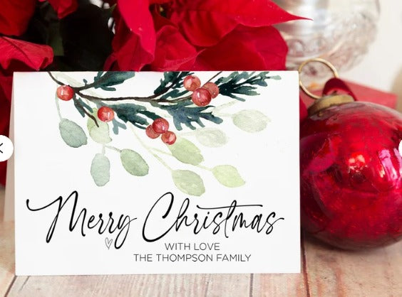 Christmas Cards, Holiday Cards, Personalized Christmas Card, Christmas Wishes, Simple Christmas Card Set, Merry Christmas, Seasons Greetings