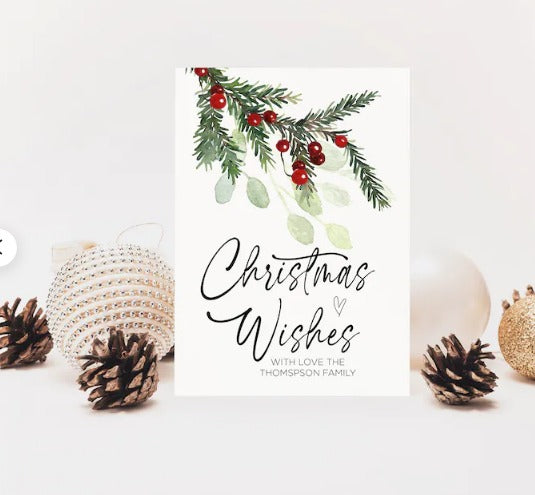 Christmas Cards, Holiday Cards, Personalized Christmas Card, Christmas Wishes, Simple Christmas Card Set, Merry Christmas, Seasons Greetings