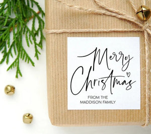 
            
                Load image into Gallery viewer, Personalized Christmas Gift Label Stickers, Merry Christmas Stickers, Square Labels, Simple and Cute, Envelope Seals, Xmas Present Tags
            
        
