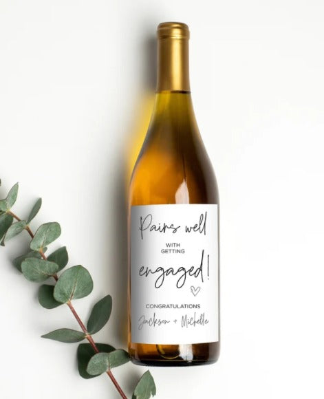 
            
                Load image into Gallery viewer, Custom Engagement Wine Bottle Label, Pairs Well with Engagement Stickers, Cute Congrats Labels, Personalized Labels, Bride to Be, Engaged
            
        