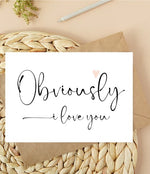 Obviously I Love You Card, Engagement Valentines Day, To My Husband On Our Wedding Day Card, Husband Wife Wedding Gift for Bride Groom