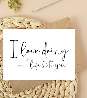 I Love Doing Life With You Card, Engagement Valentines Day, To My Husband On Our Wedding Day Card, Husband Wife Wedding Gift for Bride Groom