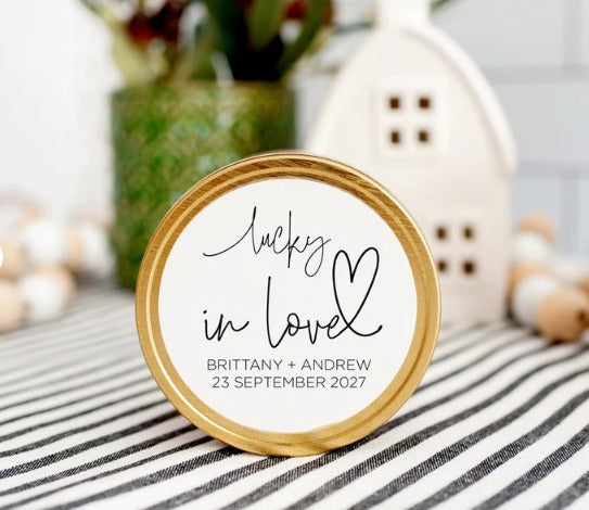 
            
                Load image into Gallery viewer, Custom Lucky in Love Wedding Favor Thank You Stickers, Cute Party Tags, Round Candy Labels, Favour Bag, Envelopes Invitations, Simple Heart
            
        