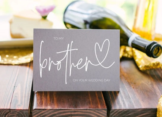 Brother Gift, for Groom, To My Brother on My Wedding Day Card, Groomsman Gifts, Wedding Cards, from Sister to Sibling, Cute, Simple