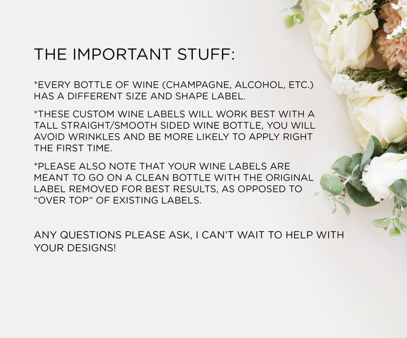 Custom Master of Ceremonies Wedding Wine Label - Wedding Wine Label Stickers
