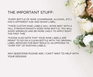Custom Bridal Shower Wine Label Sticker - Floral Wine Label Design