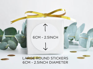 Custom Round Christmas Wishes Gift Stickers, Greenery and Gold