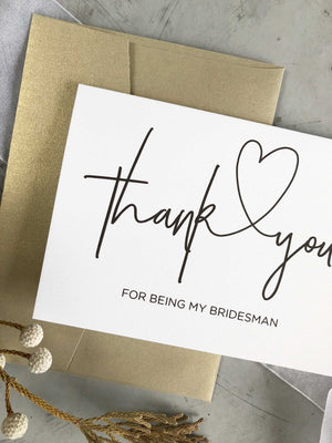
            
                Load image into Gallery viewer, &amp;quot;Thank You For Being Our Bridesman Card&amp;quot; Bridal Party Gift
            
        