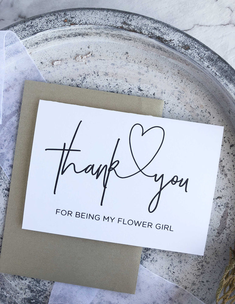 "Thank You For Being My Flower Girl Card" Bridal Party Gift