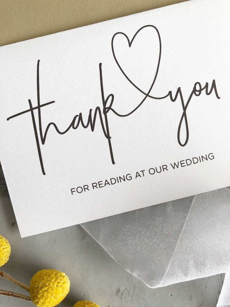 "Thank You for Reading at our Wedding Card" Bridal Party Gift