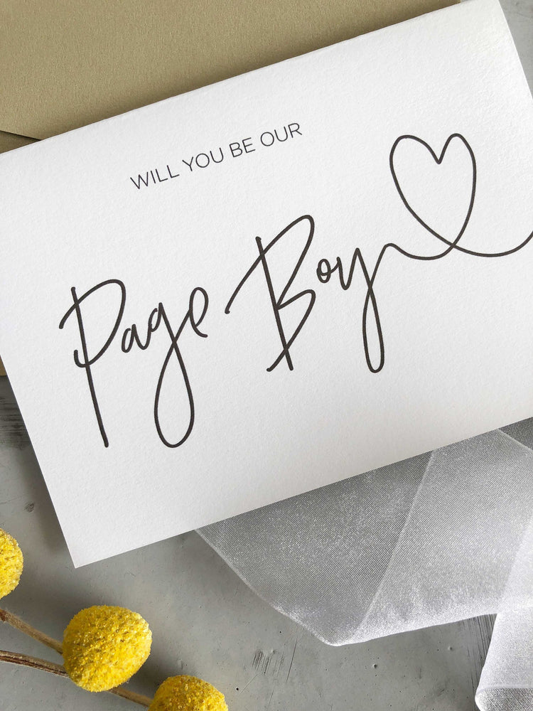"Will You Be Our Page Boy" Wedding Card