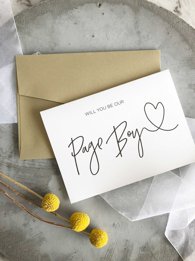 "Will You Be Our Page Boy" Wedding Card